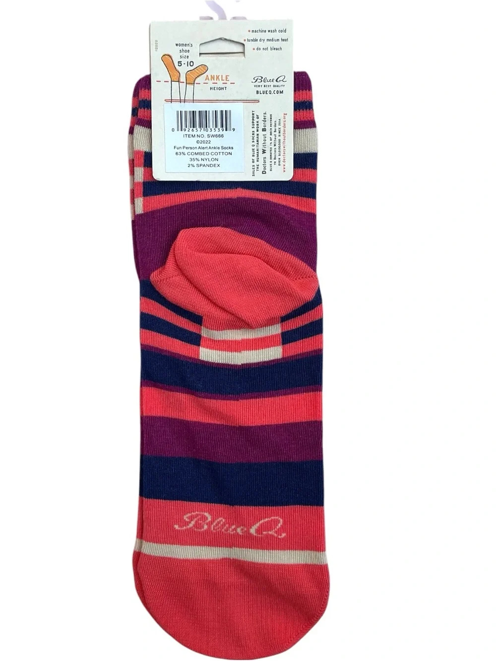 NEW NWT 2018 Blue Q “Fun Person Alert” Women’s Ankle Socks 5-10 Soft Cotton